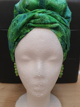 Afbeelding in Gallery-weergave laden, Green 3 in 1 Headwrap with Mask Set