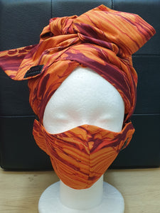 Cranberry 3 in 1 Headwrap with Mask Set