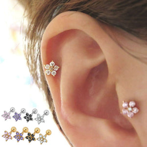Crystal Flower Cartilage Earring