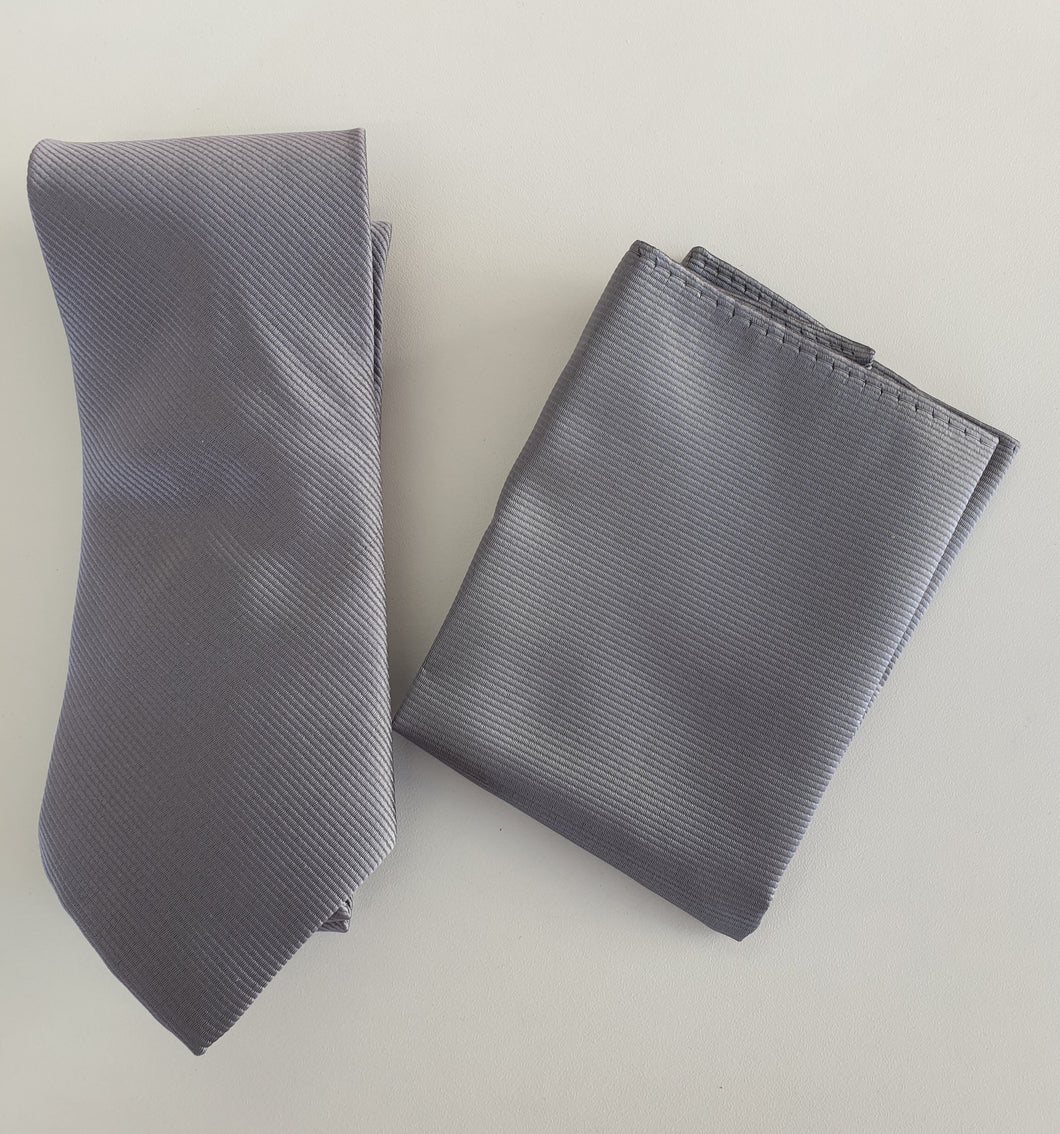 Solid Grey Silk Tie Set
