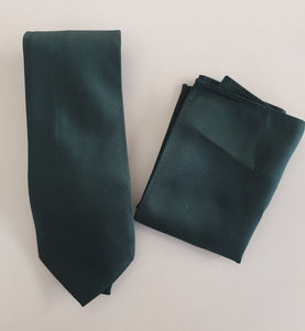 Solid Hunter Green Silk Tie Set