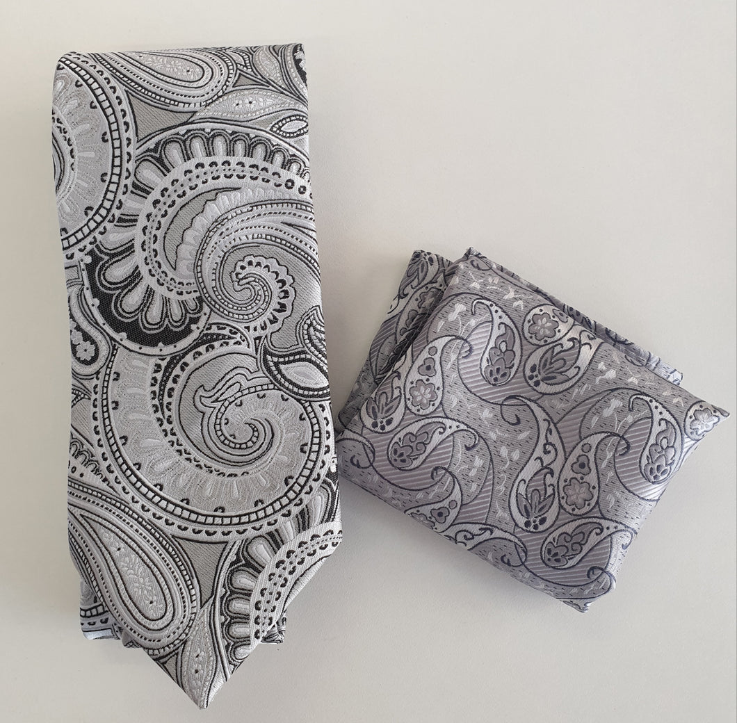 Silver and Black Paisley