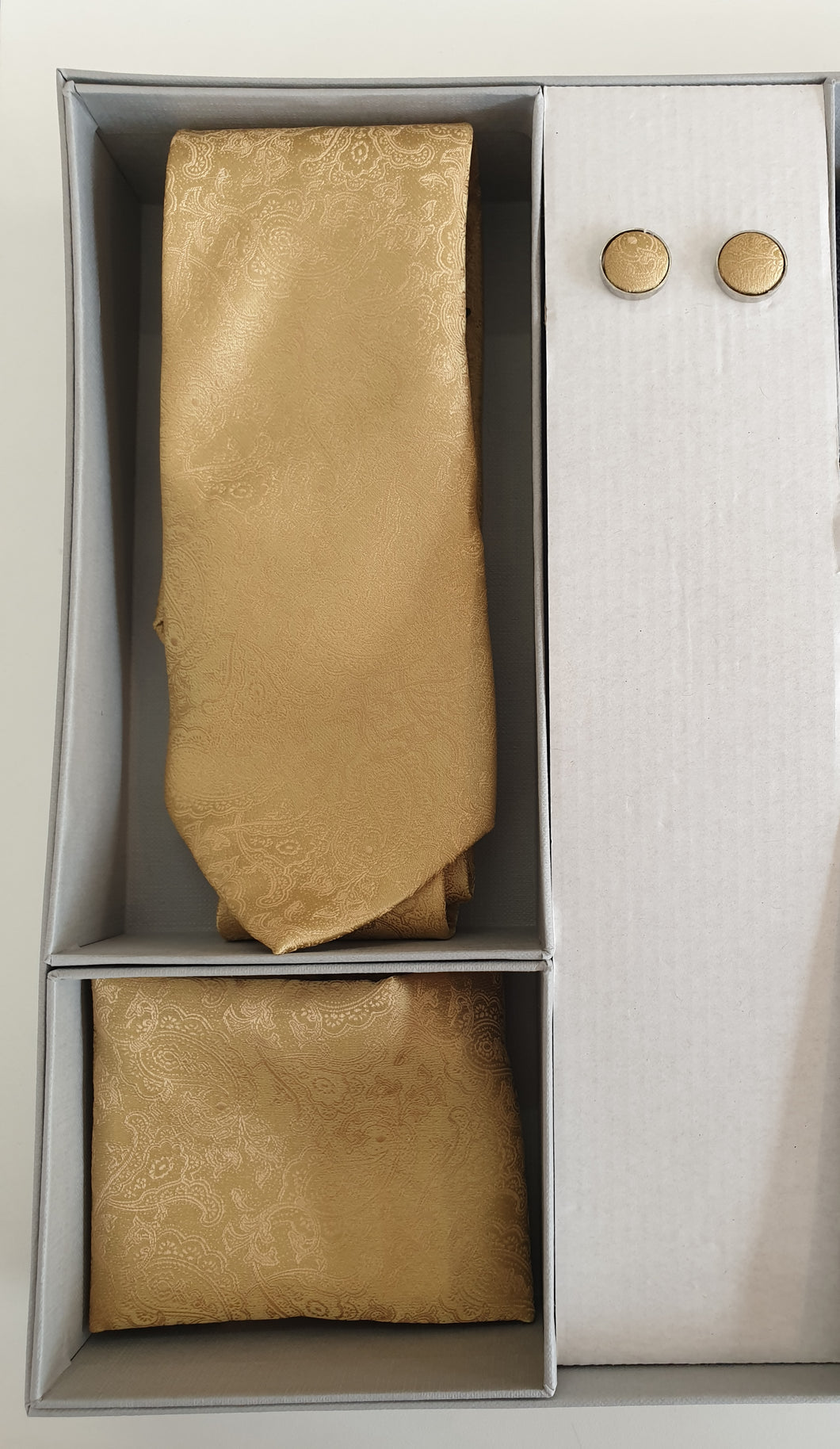 Gold Paisley Silk Tie Set