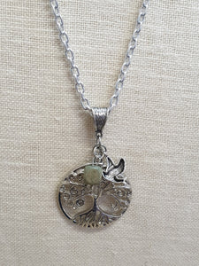 Silver Tree Necklace with Birds