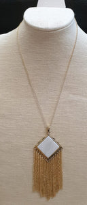 Polar White w/Gold Tassel Necklace