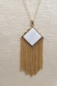 Polar White w/Gold Tassel Necklace